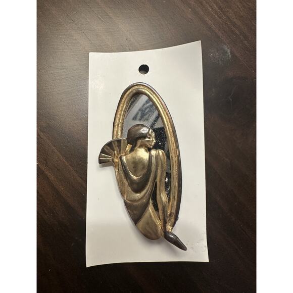 Vintage 80's Beautiful Women Looking At The Mirror Pin - Picture 1 of 6